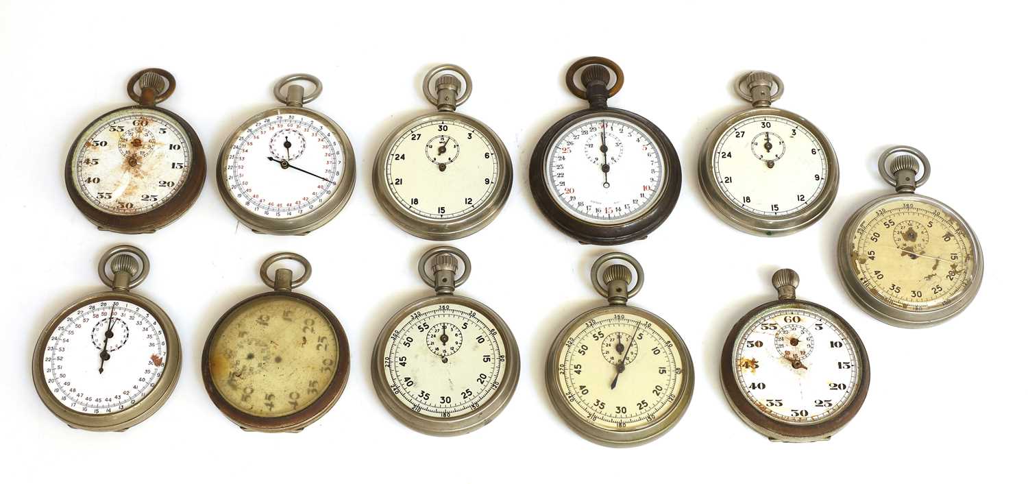 Lot 85 - Eleven various military open face pocket watches and stop watches