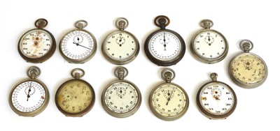 Lot 85 - Eleven various military open face pocket watches and stop watches