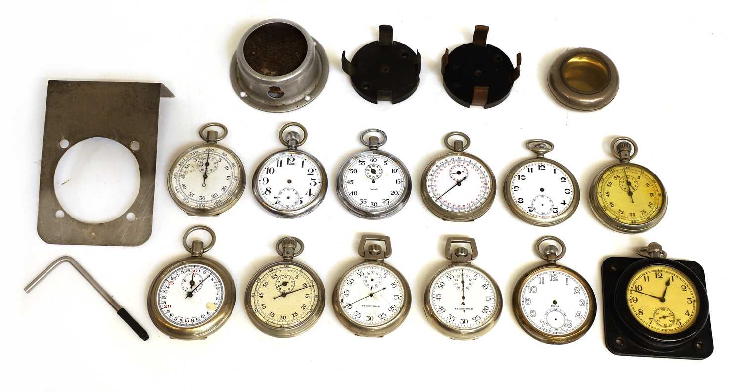 Lot 86 - Twelve various military open face pocket watches and stop watches