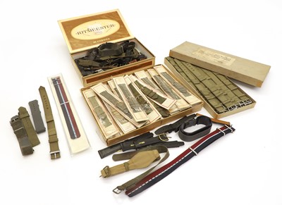 Lot 87 - Two cardboard boxes of US WWII Army wristwatch straps
