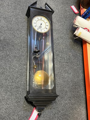Lot 91 - A Vienna ebonised regulator wall clock