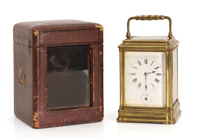 Lot 202 - A cased carriage alarm clock