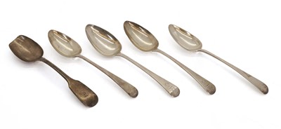 Lot 46 - A group of five silver tablespoons