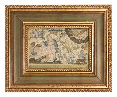 Lot 329 - An embroidered and needlework panel