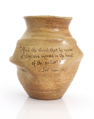 Lot 111 - A Martin Brothers salt glazed stoneware 'marred' vase