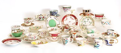 Lot 110 - A collection of English and Continental tea cups and saucers
