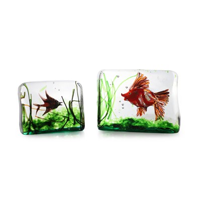 Lot 216 - Two Murano 'Aquarium' paperweights