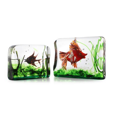 Lot 216 - Two Murano 'Aquarium' paperweights