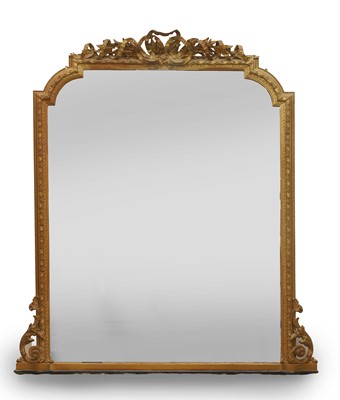 Lot 492 - A Victorian gilt gesso overmantel mirror