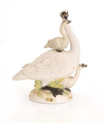 Lot 118 - A Meissen swan and cygnet