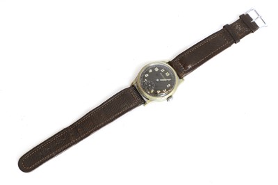 Lot 94 - A Glycine WWII German plated-brass and steel military mechanical wristwatch