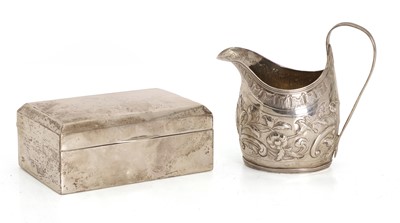Lot 13 - A George III silver cream jug and a cigarette box