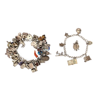 Lot 171 - Two silver charm bracelets