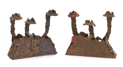 Lot 473 - A pair of contemporary steel candelabras