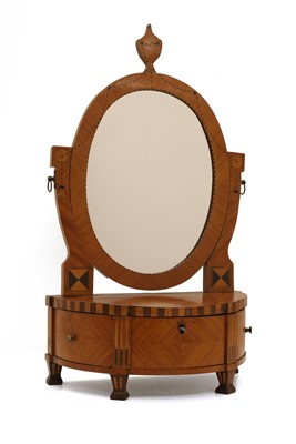 Lot 521 - A demi lune satinwood table mirror