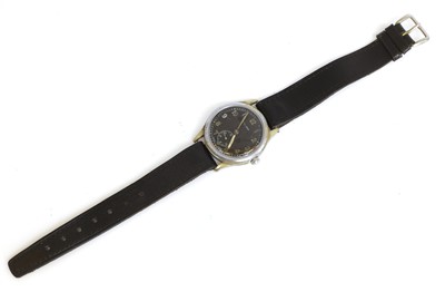Lot 97 - A Helvetia WWII German plated-brass and steel military-issue mechanical wristwatch