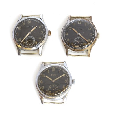 Lot 101 - Three WWII German military issued mechanical watches