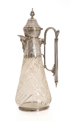 Lot 45A - A glass and silver plated claret jug