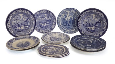Lot 102 - A collection of blue and white plates