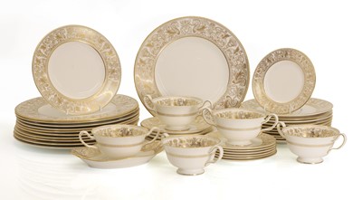 Lot 123 - A Wedgwood Florentine white gold dinner service