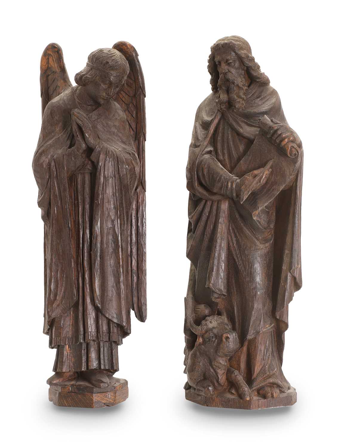 Lot 274 - A pair of carved stained oak ecclesiastical figures.