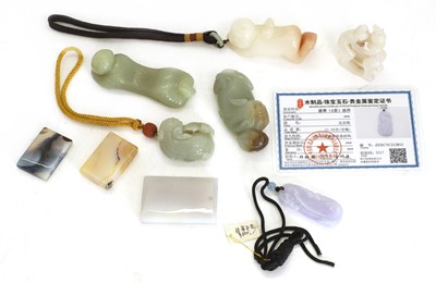Lot 57 - A collection of Chinese jade and hardstone