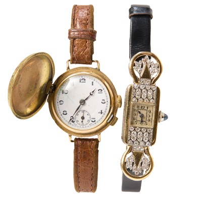 Lot 340 - A 9ct gold Dunlop golf ball full hunter wristwatch and a ladies' cocktail watch