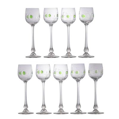 Lot 125 - A group of nine Theresienthal hock glasses