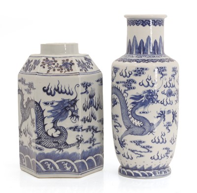 Lot 54 - A Chinese blue and white hexagonal vase