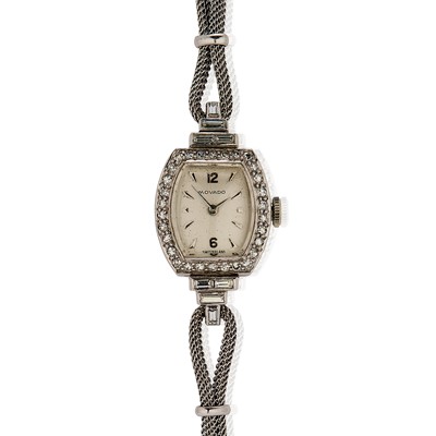 Lot 338 - A ladies' diamond set mechanical bracelet watch