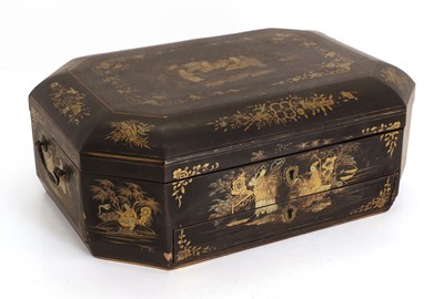Lot 181 - A Chinese export lacquered and gilt box