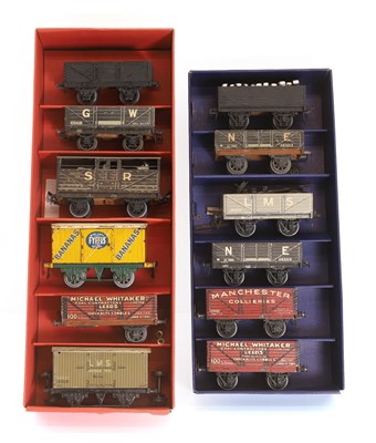 Lot 320 - Twelve Chad Valley O gauge lithographed rolling stock wagons and a van