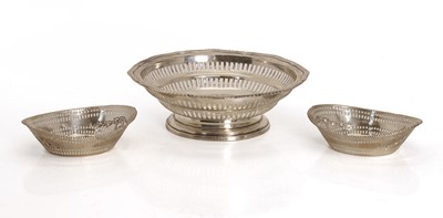 Lot 138 - A matching pair of silver pierced oval baskets