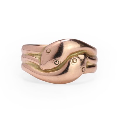Lot 36 - An early 20th century 9ct gold entwined snake ring