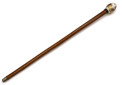 Lot 310 - A Meissen-style porcelain egg-shaped handled walking cane