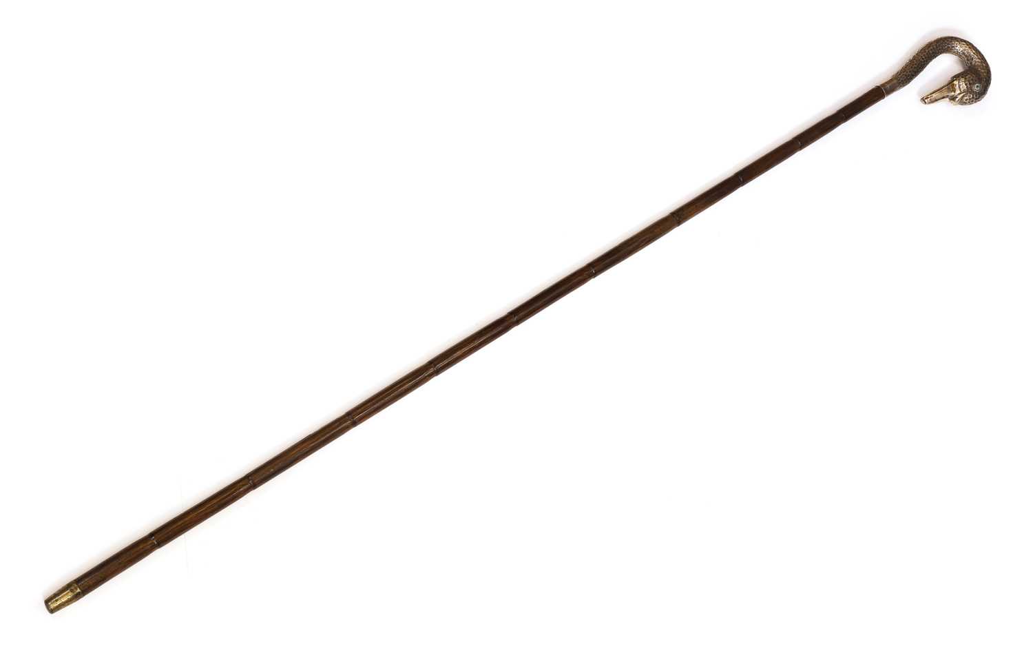 Lot 268 - A silver-mounted swan head walking cane