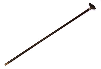 Lot 252 - A horn and silver-mounted parrot head walking cane