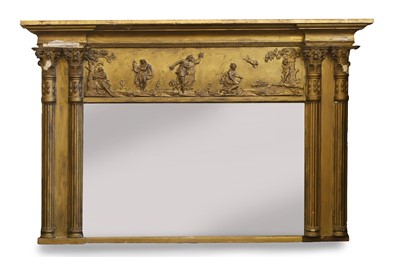 Lot 491 - A Regency style giltwood and gesso overmantle mirror