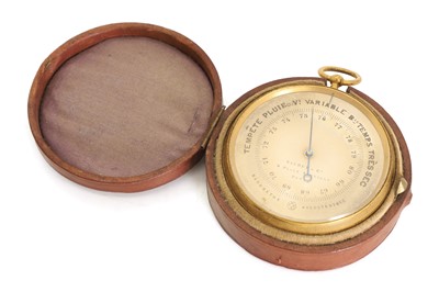 Lot 287 - A French gilt metal pocket barometer
