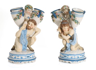 Lot 105 - A pair of KPM porcelain vases