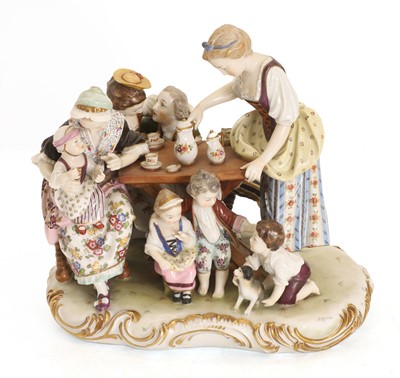 Lot 107 - A 'Kaffee Gesellschaft Furstenberg' style figural group