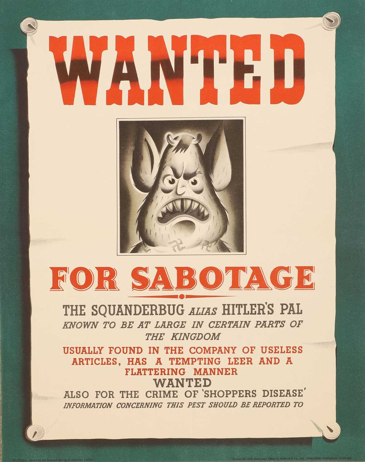 Lot A rare WWII National Savings poster