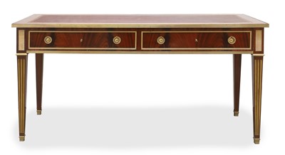 Lot 513 - A Louis XVI-style mahogany and gilt-brass bureau plat