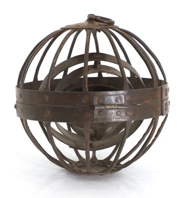 Lot 393 - An antique gyroscopic iron ships lantern