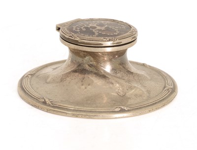 Lot 20 - A silver and tortoiseshell inkwell