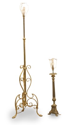 Lot 475 - A brass standard lamp