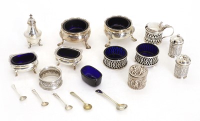 Lot 29 - A collection of silver cruet items