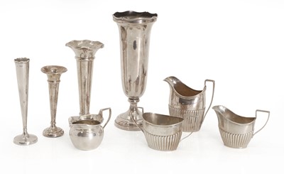 Lot 30 - A collection of silver jug and spill vases