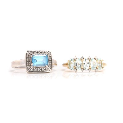 Lot 177 - Two 9ct gold gemstone and diamond set rings