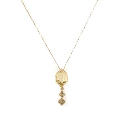 Lot 92 - A 9ct gold citrine pendant necklace